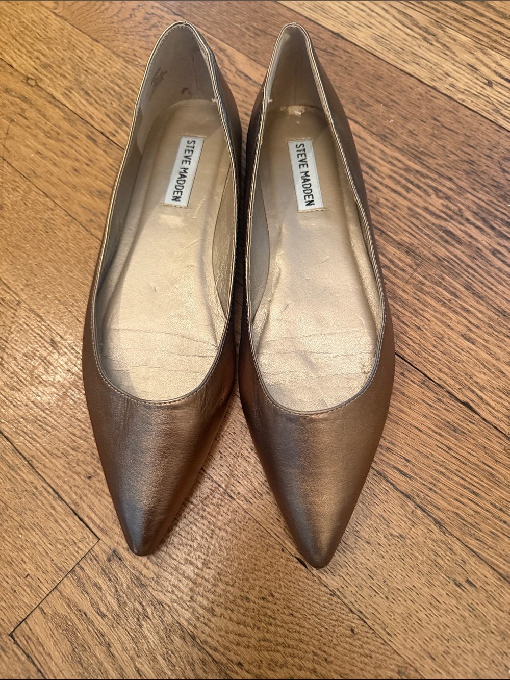 Steve Madden Bronze Metallic Pointed Ballet Flats